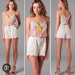 Zimmermann Whisper Spliced Floral Print Romper.